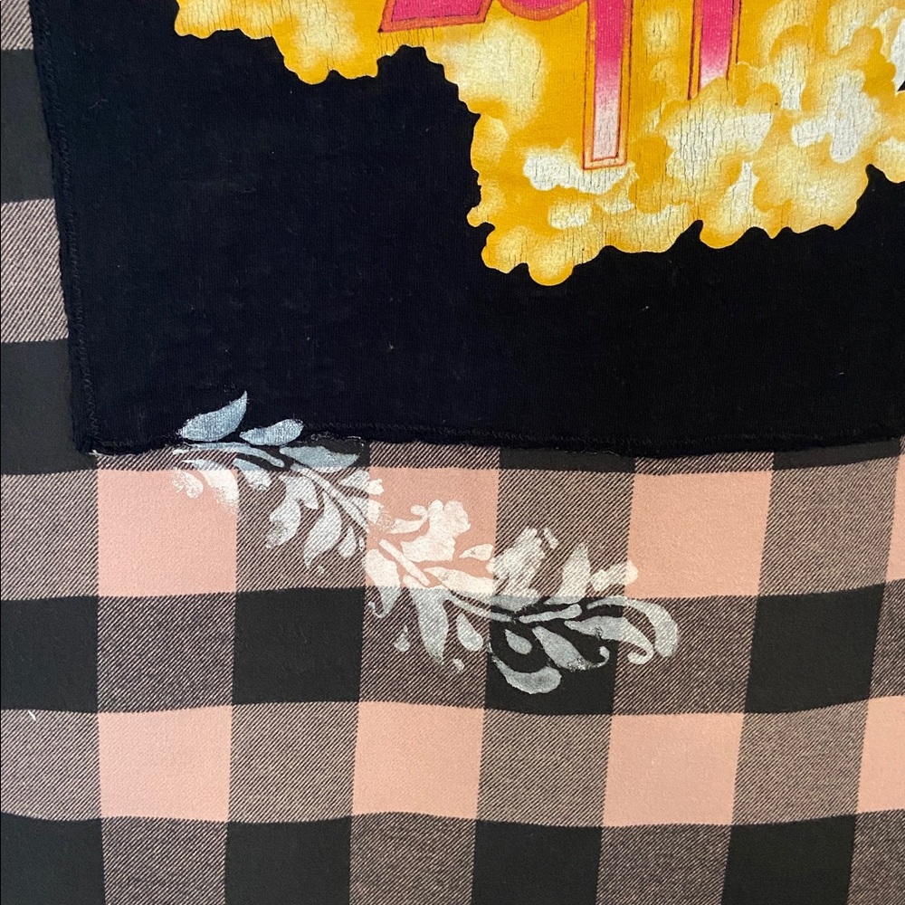 American Eagle Upcycled Flannel Led Zeppelin Patch Shirt Denim Pocket Large - Picture 9 of 13